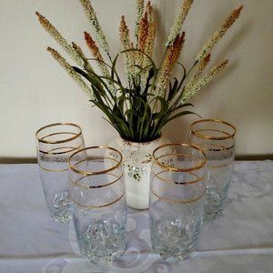 Vintage Set of (4) Four Gold Paloma Crystal Glassware / Barware - NEW IN BOX